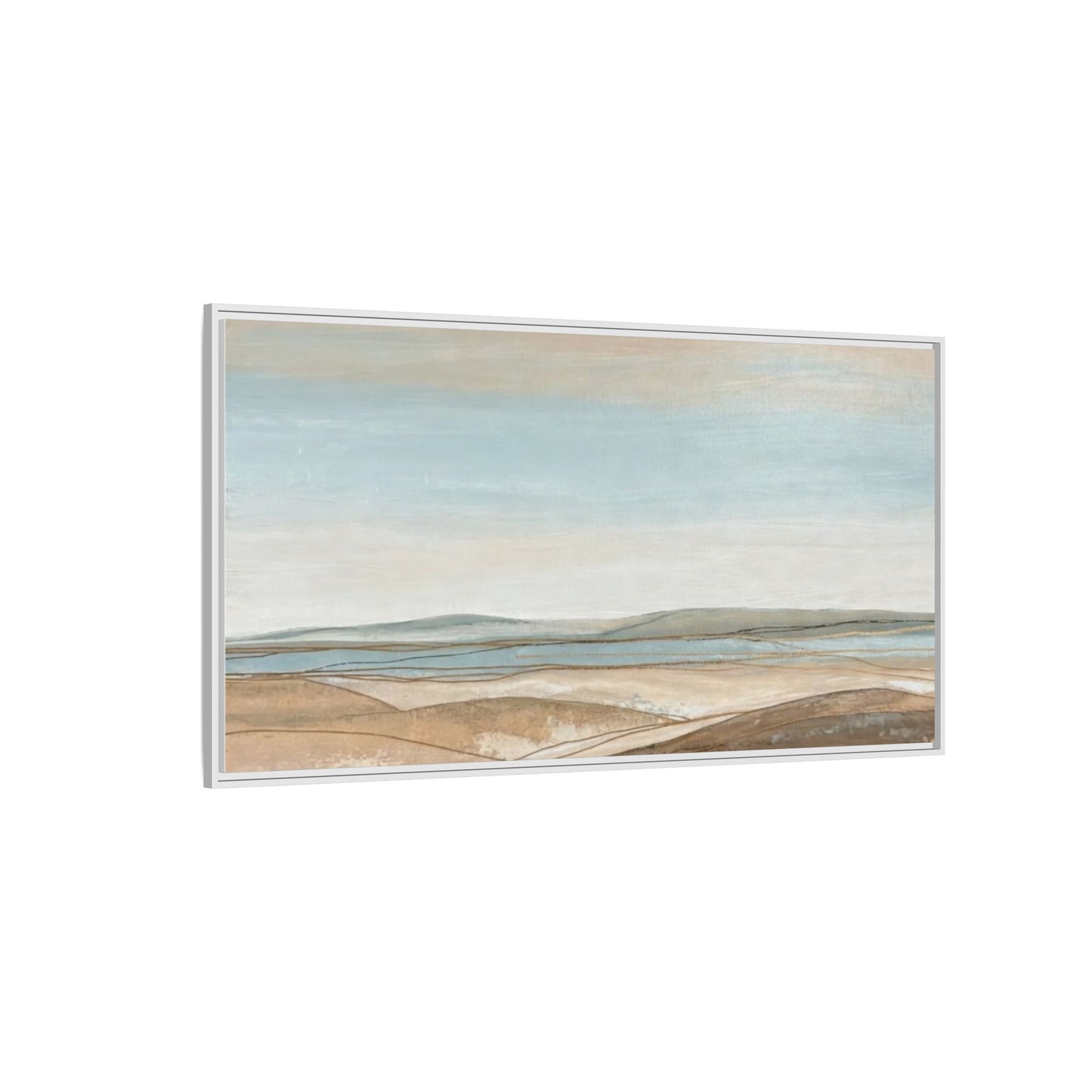 Framed Abstract Landscape Matte Canvas — Serene Coastal Horizon Wall Art