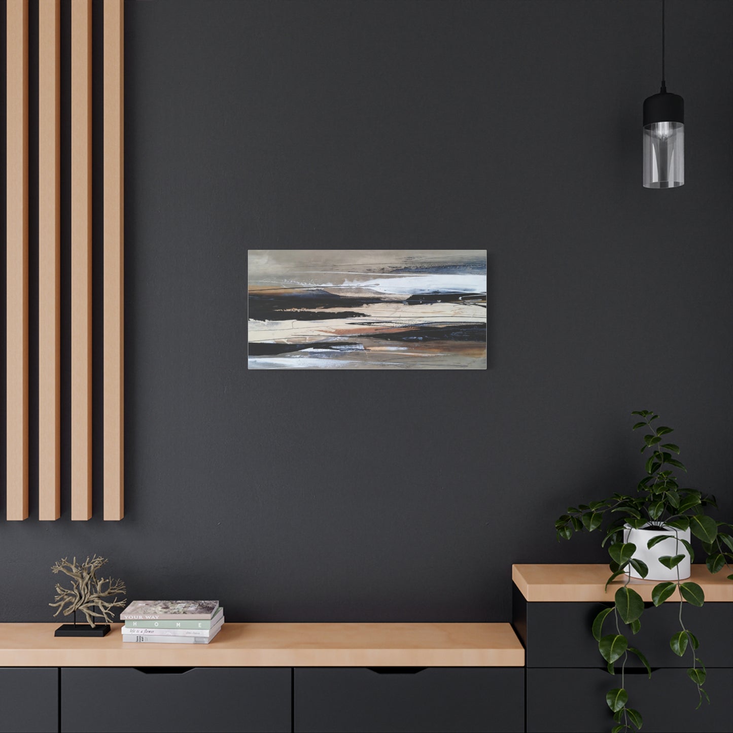 Abstract Coastal Landscape Canvas — Neutral Tones Matte Stretched Wall Art