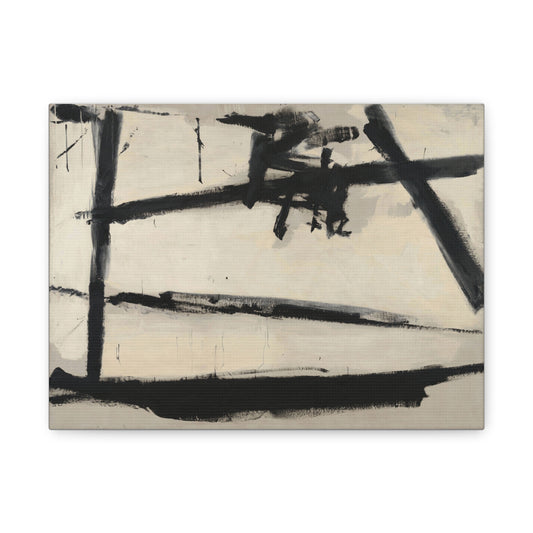 Painting Number 2 by Franz Kline Abstract Black and White Stretched Canvas Art – Matte Wall Decor