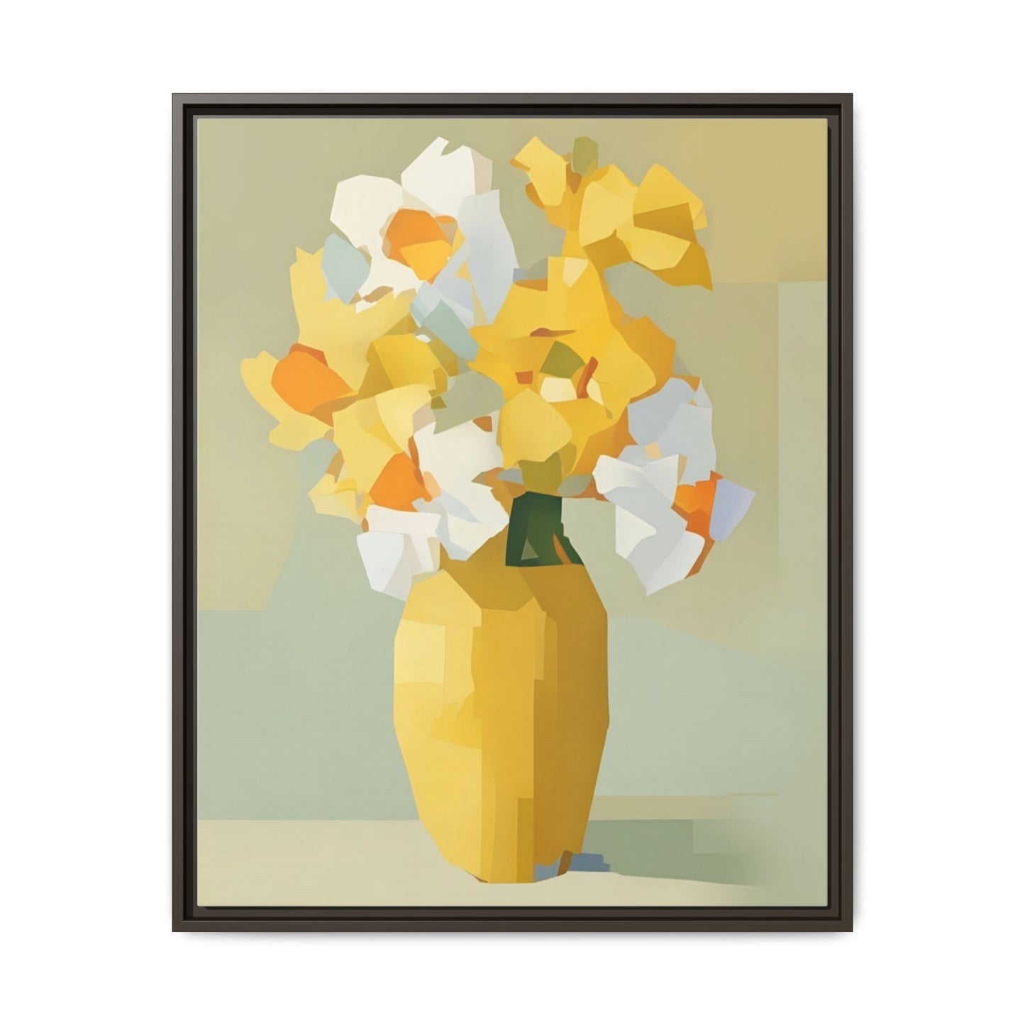 Framed Floral Canvas Print — Yellow Vase Bouquet Wall Art