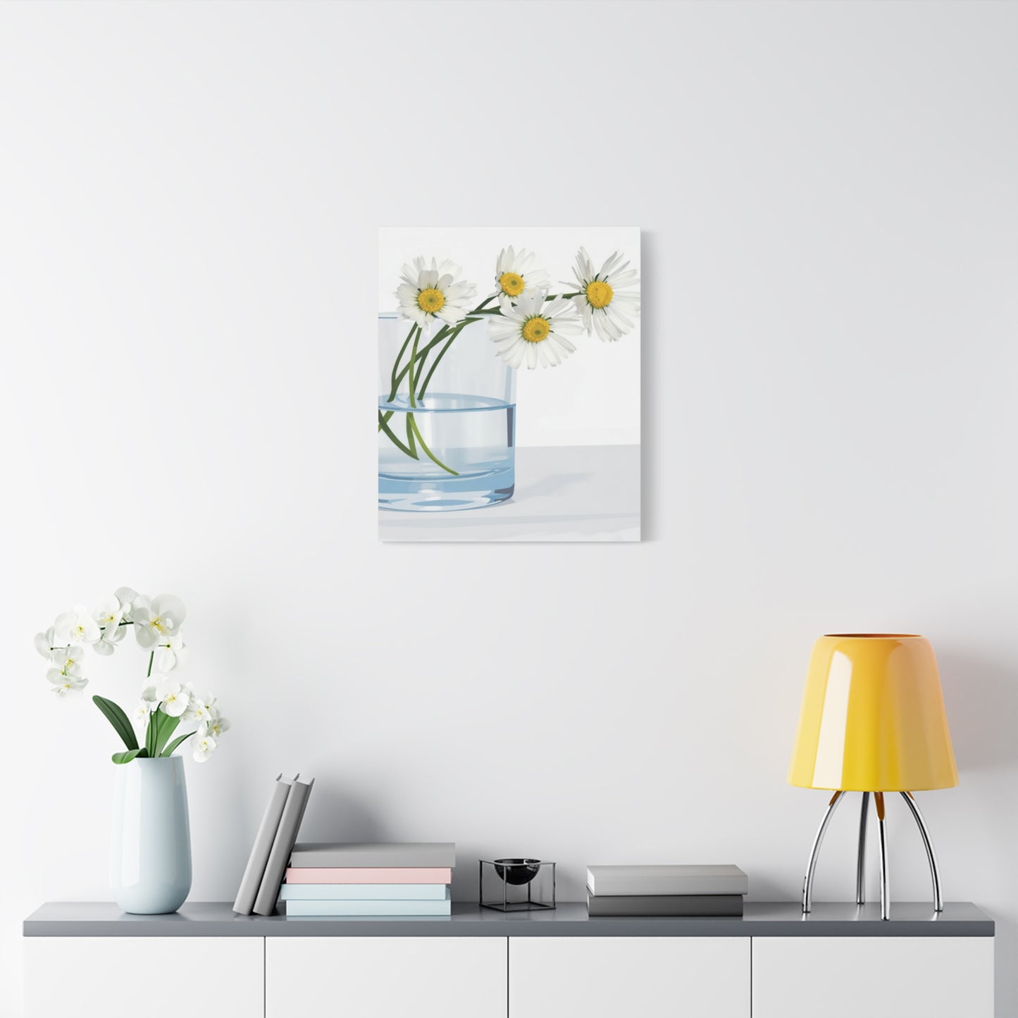 Daisy Glass Vase Canvas Print — Matte Stretched Wall Art