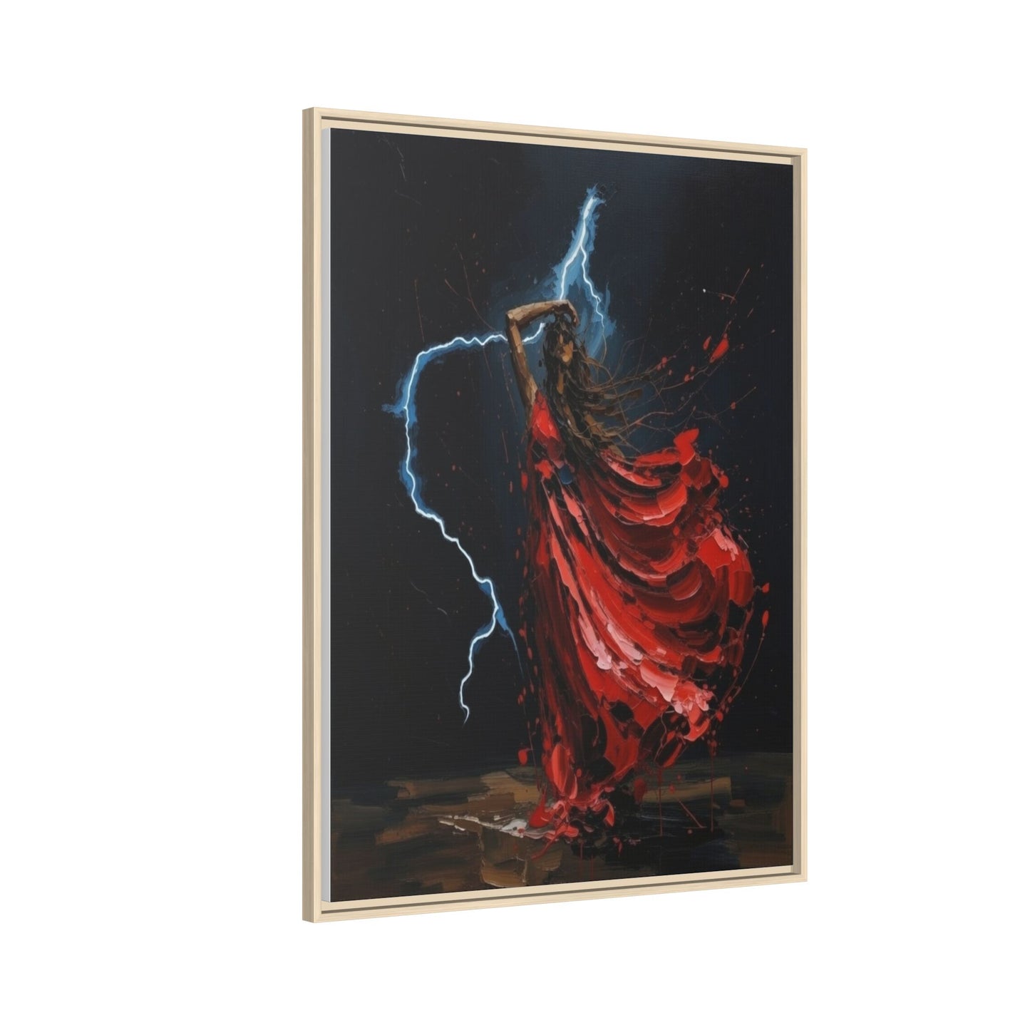 Framed Matte Canvas Print — Red Dancer Lightning Art