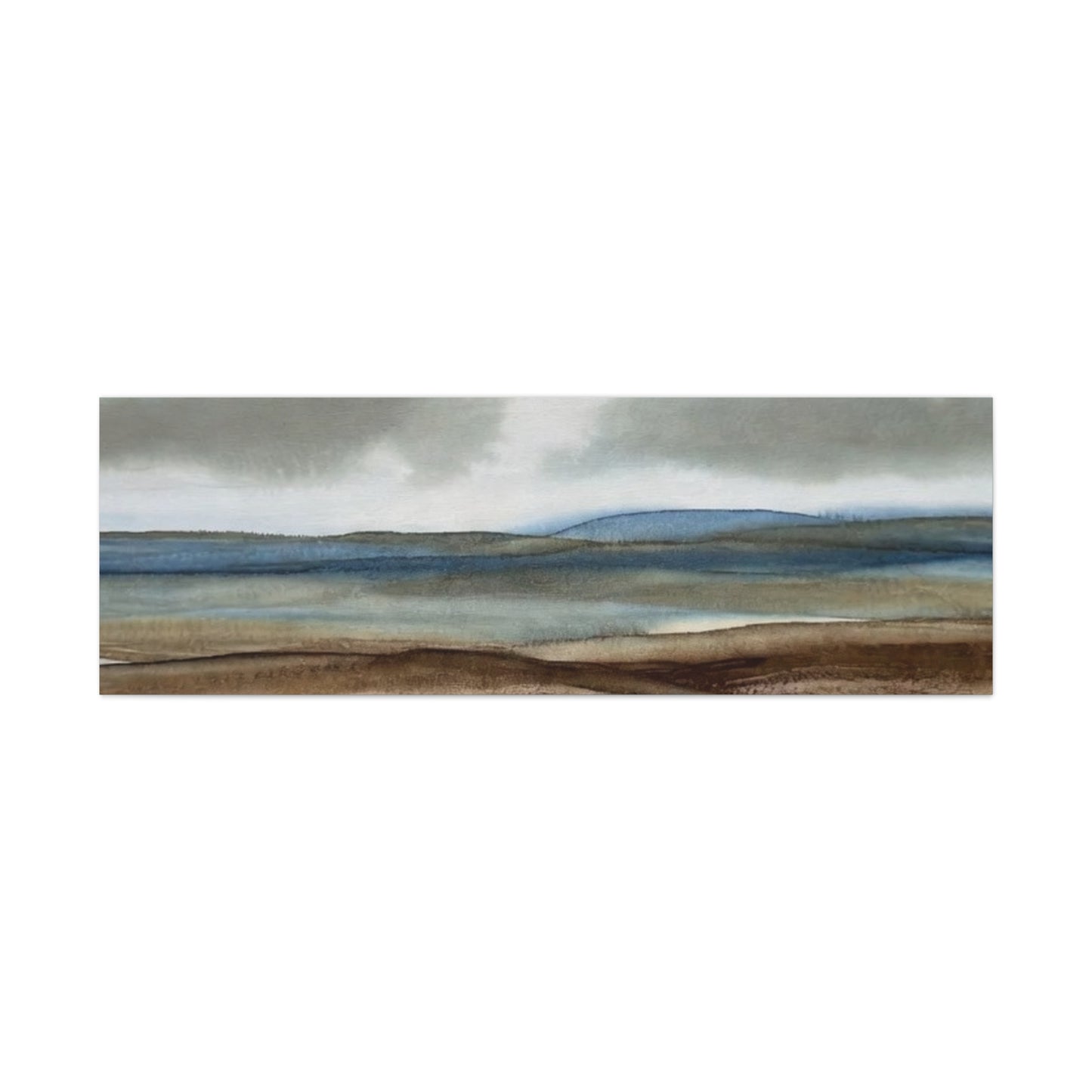 Coastal Mist Matte Canvas Print — Serene Blue-Brown Landscape Wall Art