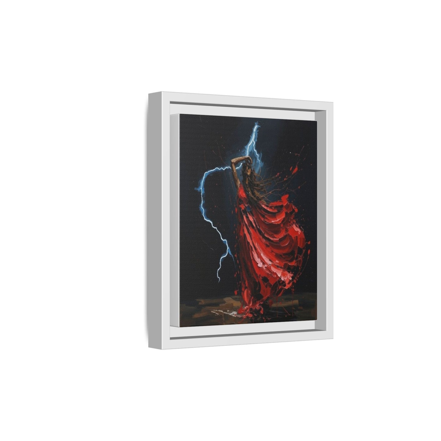 Framed Matte Canvas Print — Red Dancer Lightning Art