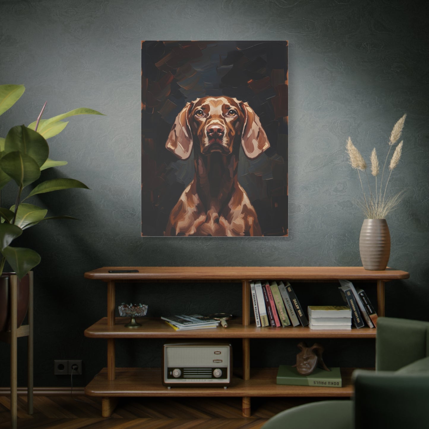 Chocolate Vizsla Canvas Wall Art — Matte Stretched Dog Portrait