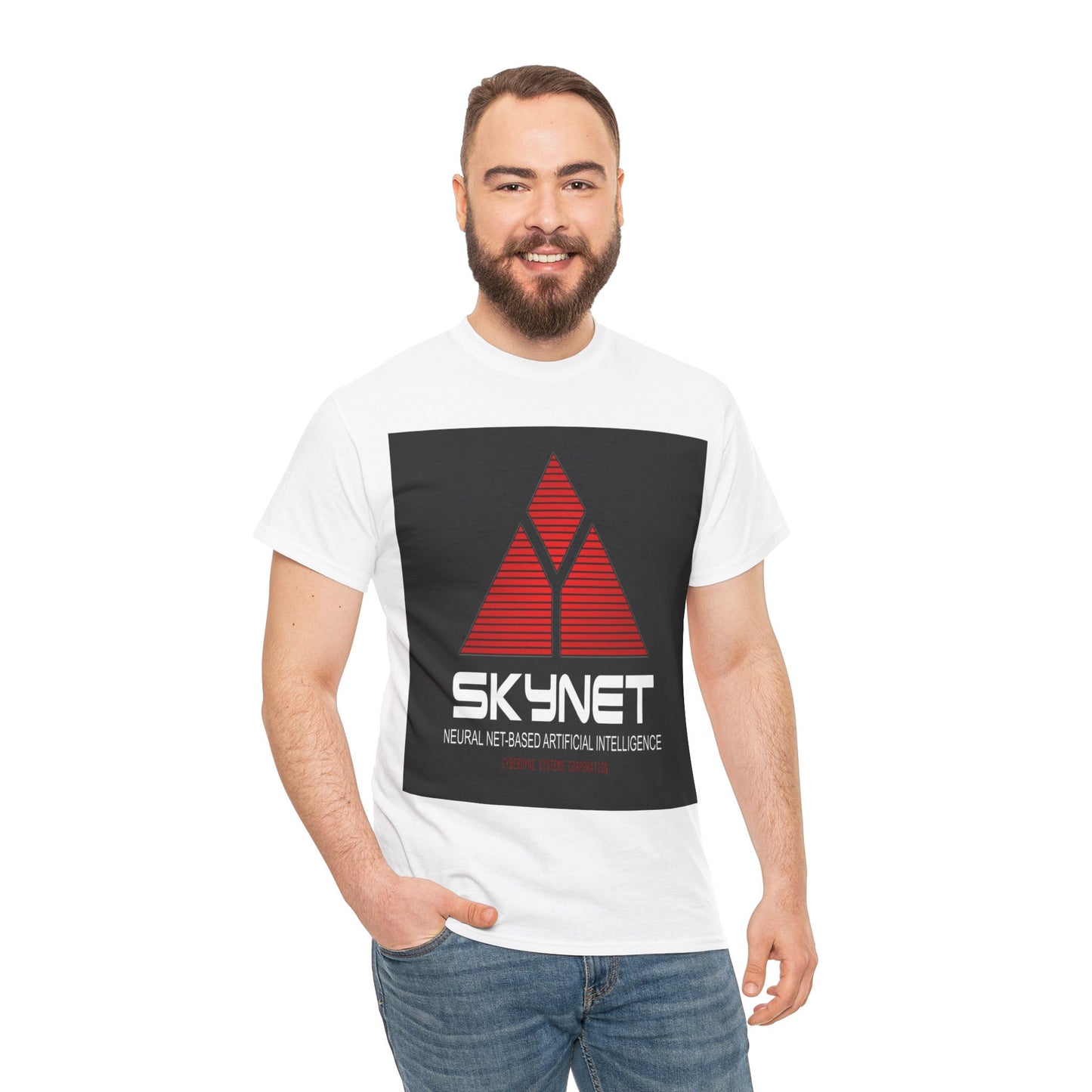 Skynet Logo Tee — Retro Red AI Graphic T-Shirt