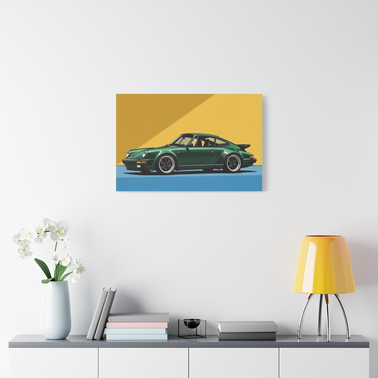 Vintage Green Porsche Art Print - Matte Stretched Canvas