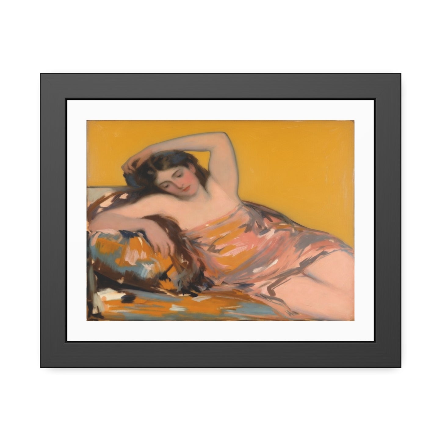 Framed Art Poster — Vintage Reclining Woman Print, Museum-Style Wall Art