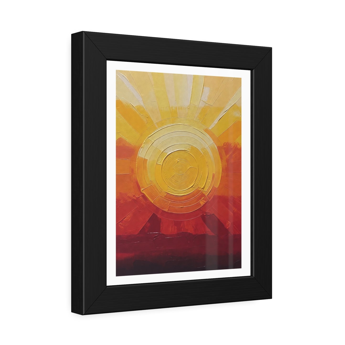 Sunburst Abstract Framed Art Print — Warm Sunrise Poster