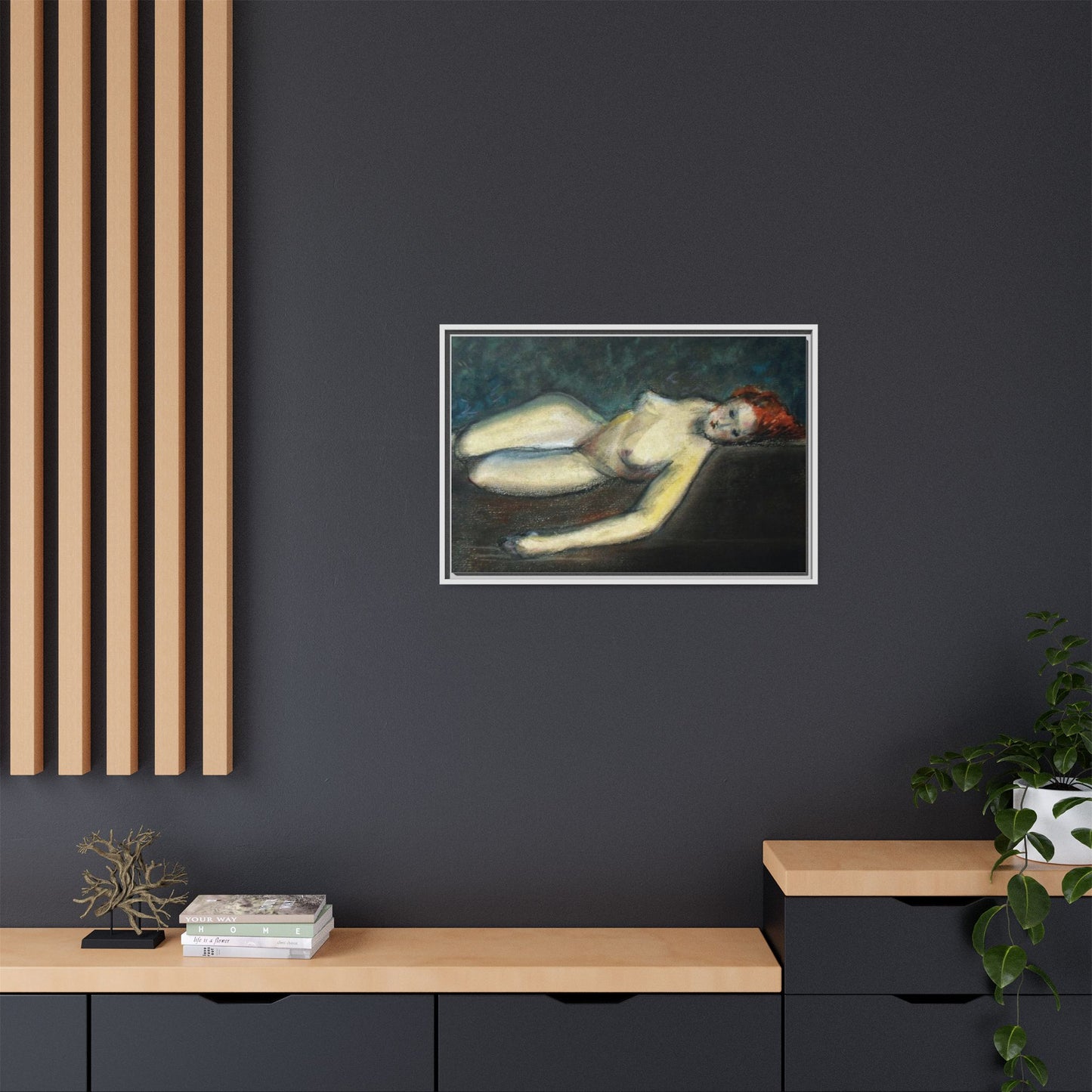 Lying nude by Paul Gosselin Framed Matte Canvas Wall Art Print
