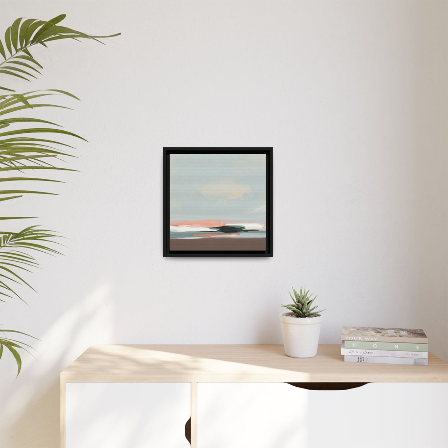 Framed Matte Canvas Print — Soft Coastal Abstract Landscape