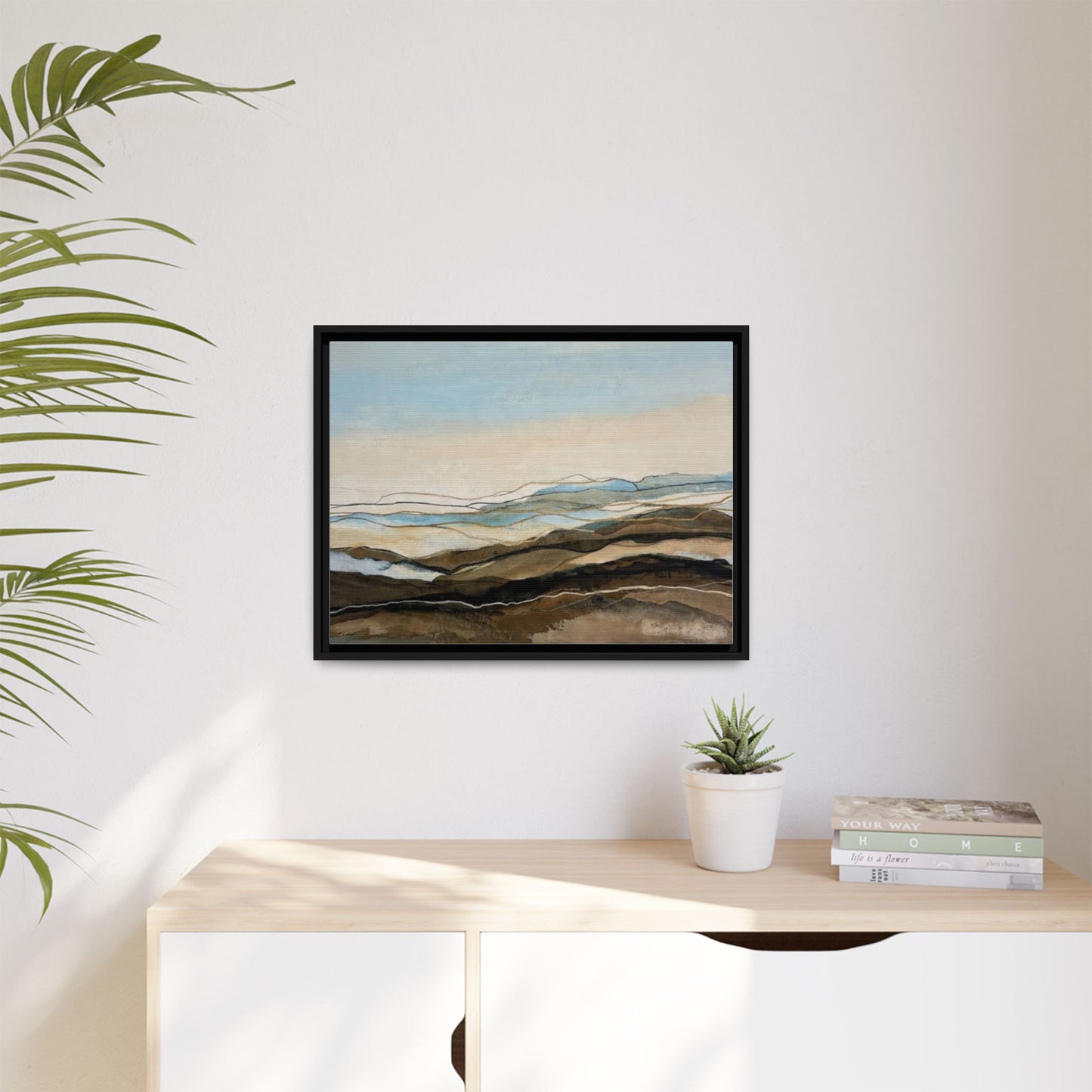 Framed Matte Canvas Print — Abstract Coastal Landscape Wall Art