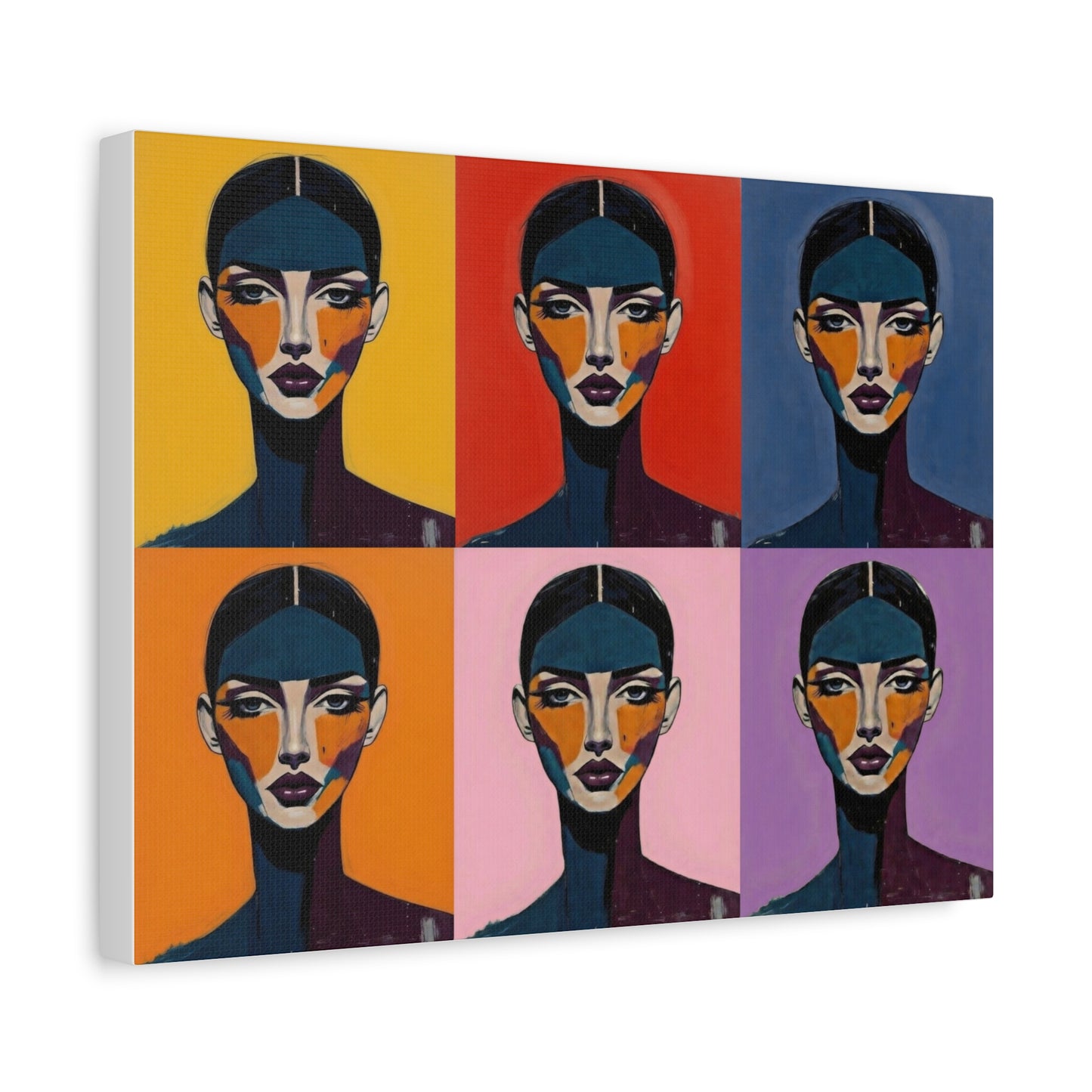 Pop Art Portrait Canvas - Colorful Six-Panel Female Face Wall Art