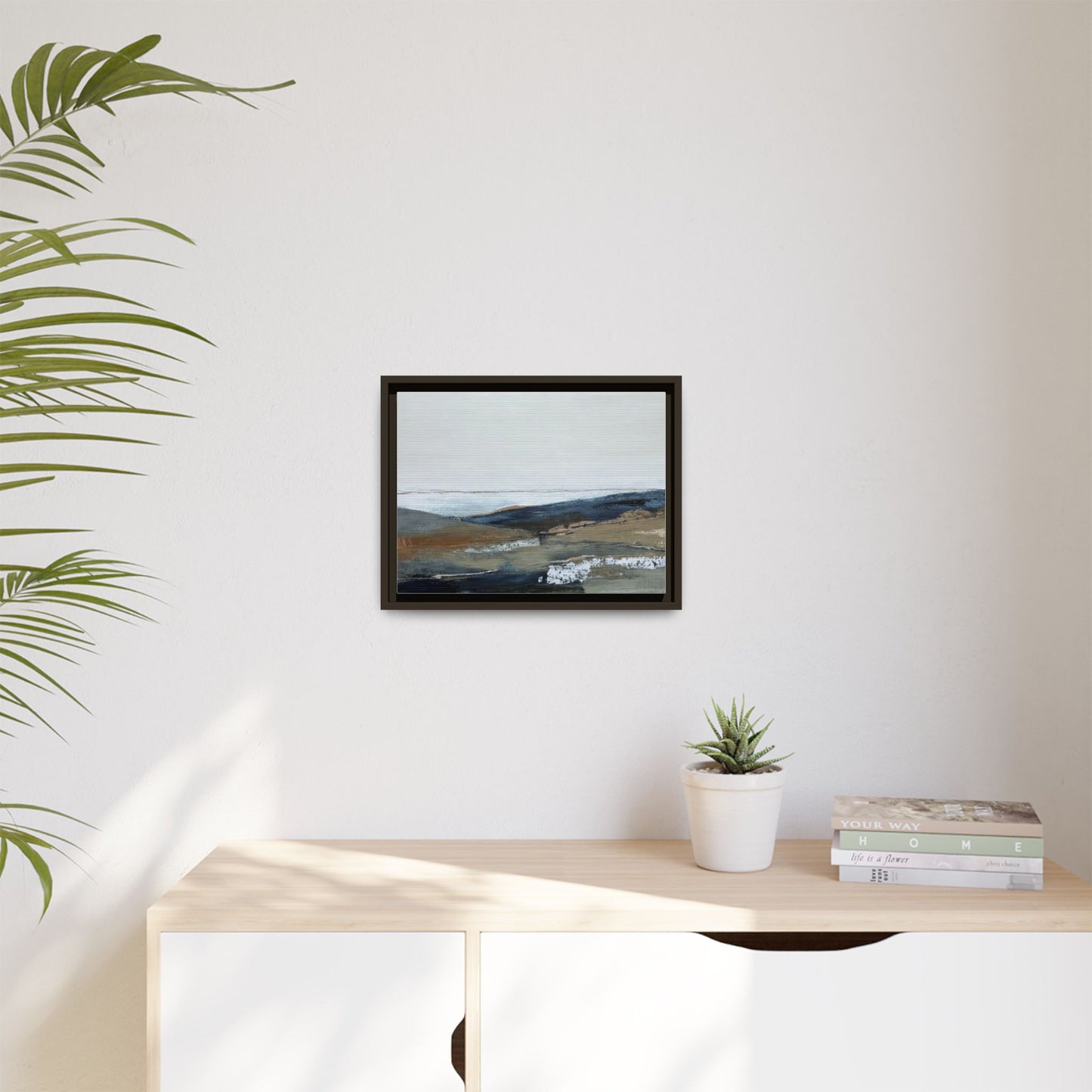 Framed Matte Canvas Wall Art — Serene Coastal Abstract Landscape