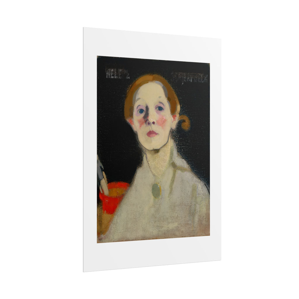 Self-Portrait Black Background by Helene Schjerfbeck Wall Art Print