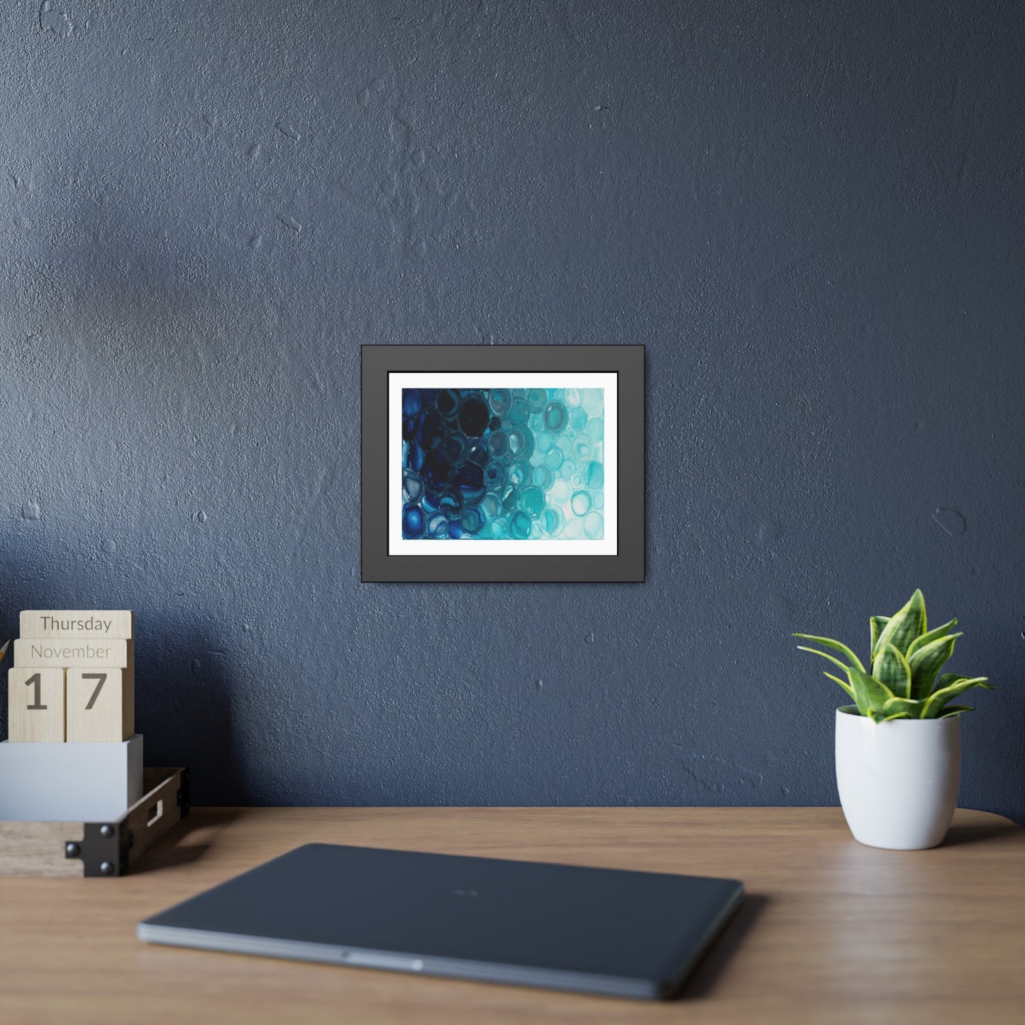 Abstract Ocean Blue Framed Poster