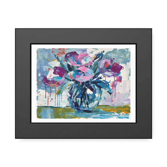 Framed Floral Art Print — Colorful Abstract Vase Poster