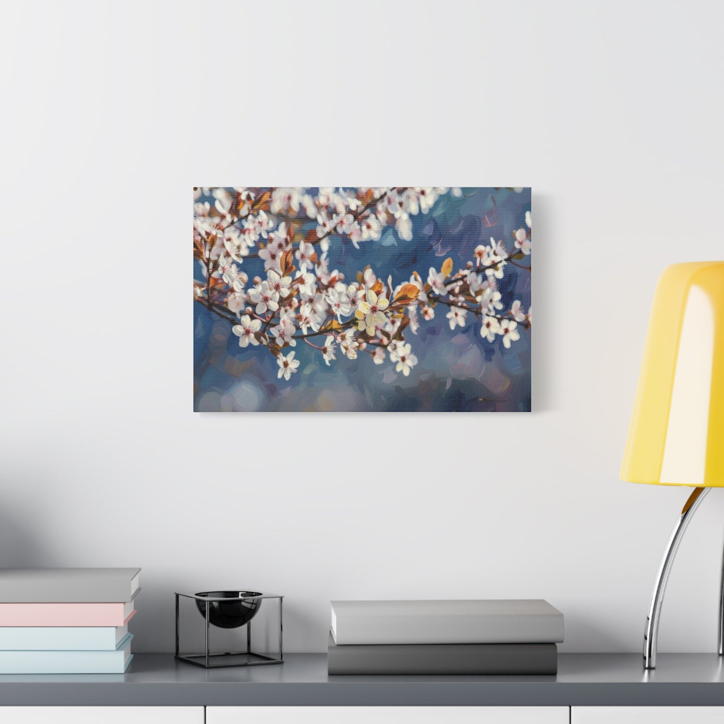 Cherry Blossom Branch Matte Canvas Wall Art — Spring Floral Print