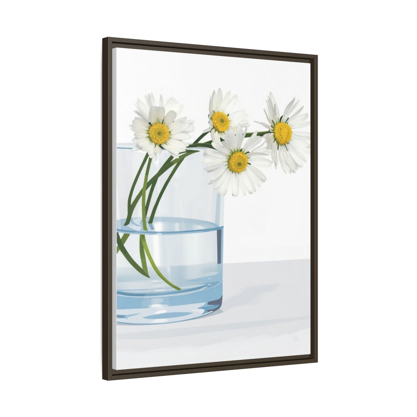 Framed Daisy Canvas Print — Minimal Botanical Wall Art
