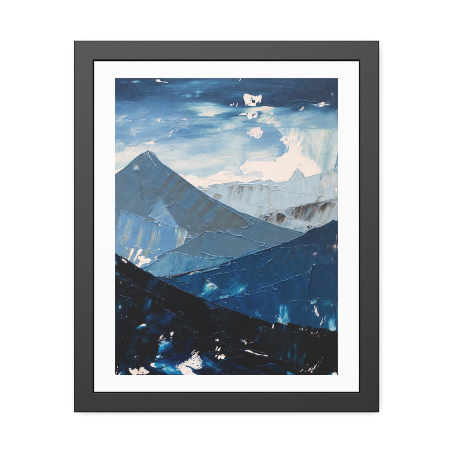 Blue Mountain Abstract Framed Poster — Scenic Wall Art Print