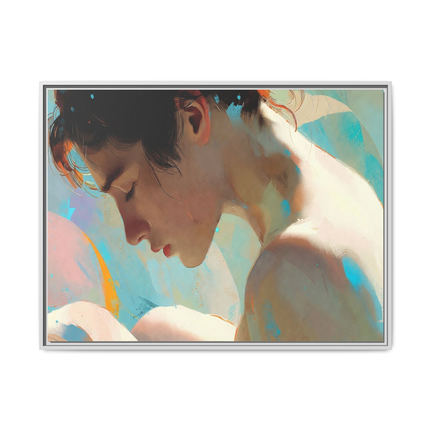 Framed Matte Canvas Print — Dreamy Portrait Art (Multi‑Color)