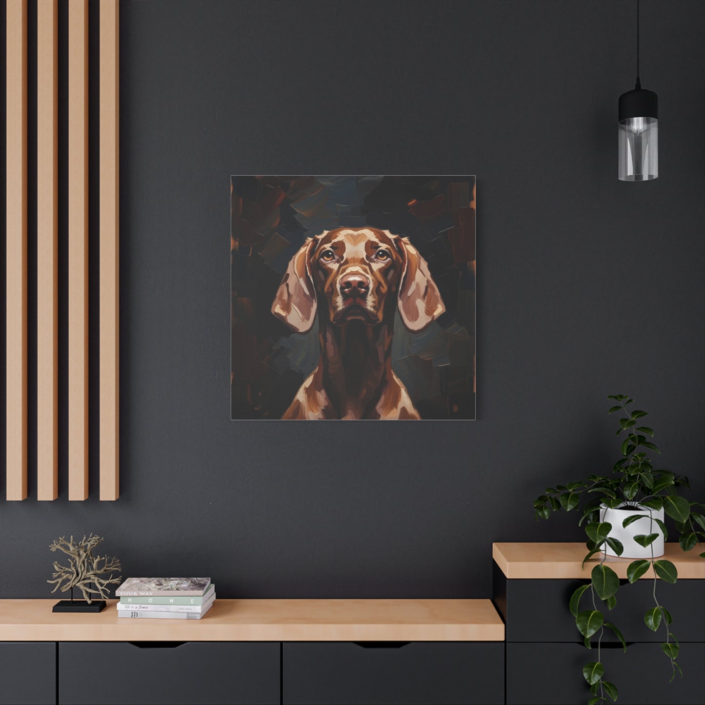 Chocolate Vizsla Canvas Wall Art — Matte Stretched Dog Portrait