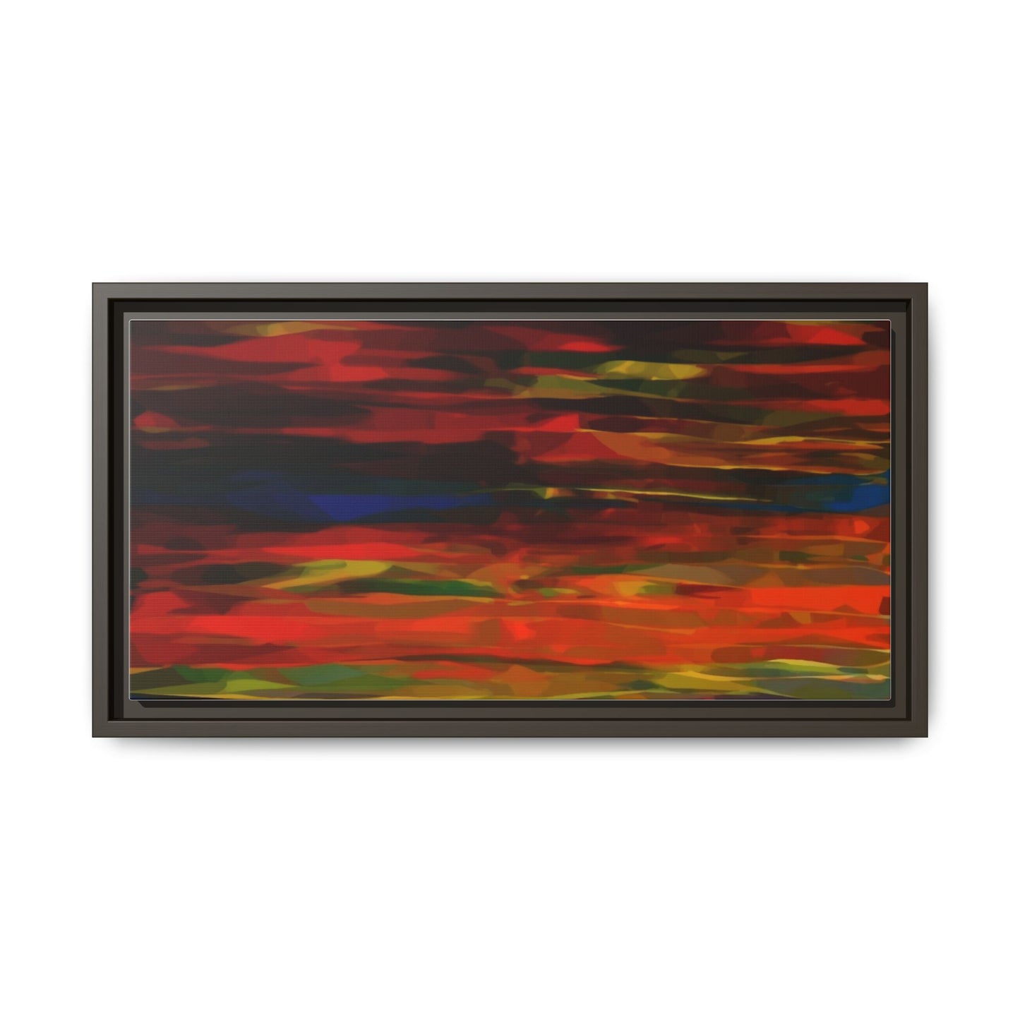 Abstract Multi-Color Matte Canvas Framed Wall Art — Bold Red & Blue Modern Painting