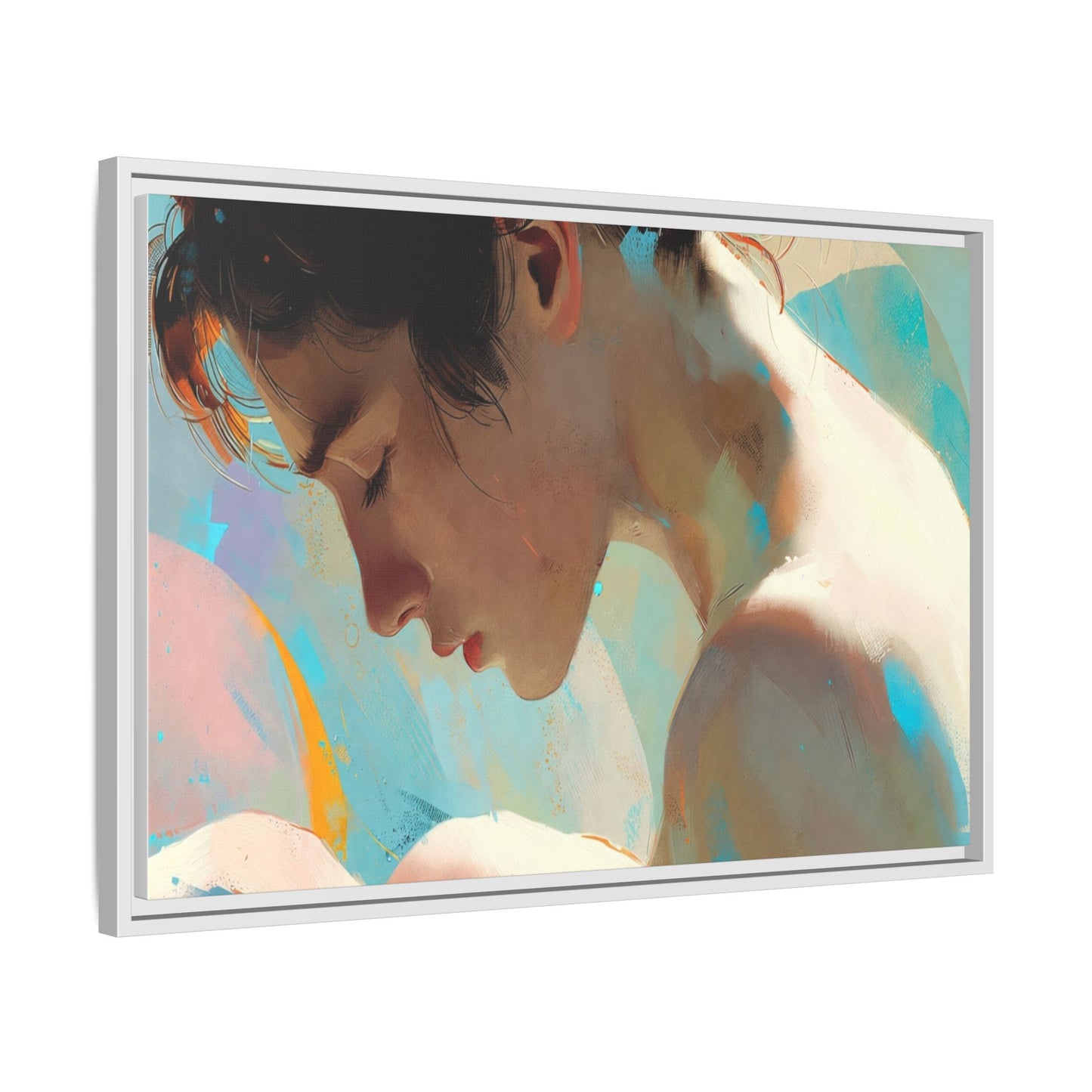 Framed Matte Canvas Print — Dreamy Portrait Art (Multi‑Color)