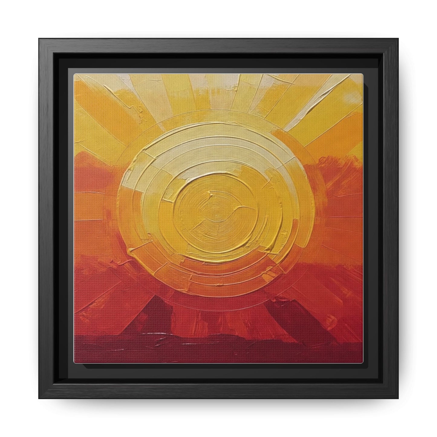 Sunburst Abstract Framed Canvas Art — Matte Multi‑Color Wall Print