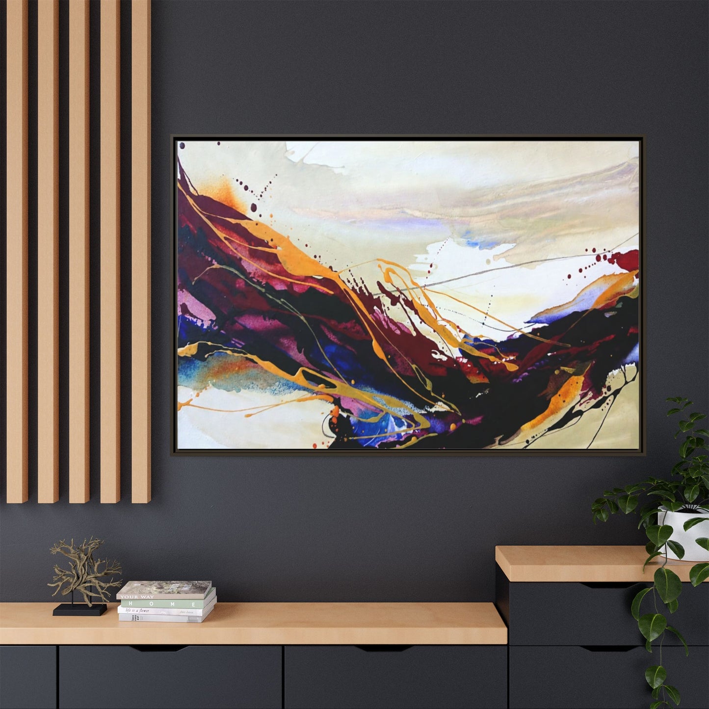 Abstract Flow Matte Canvas Framed Wall Art