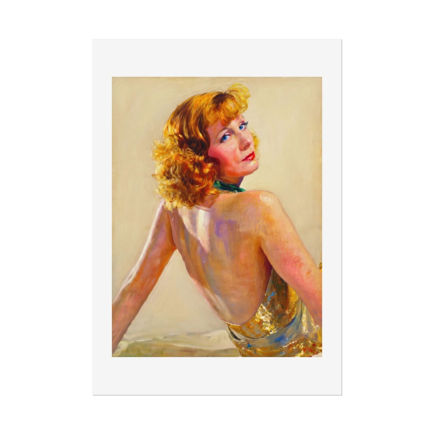 Vintage Pin-Up Art Poster - Glamorous Back-View Portrait Rolled Art Print