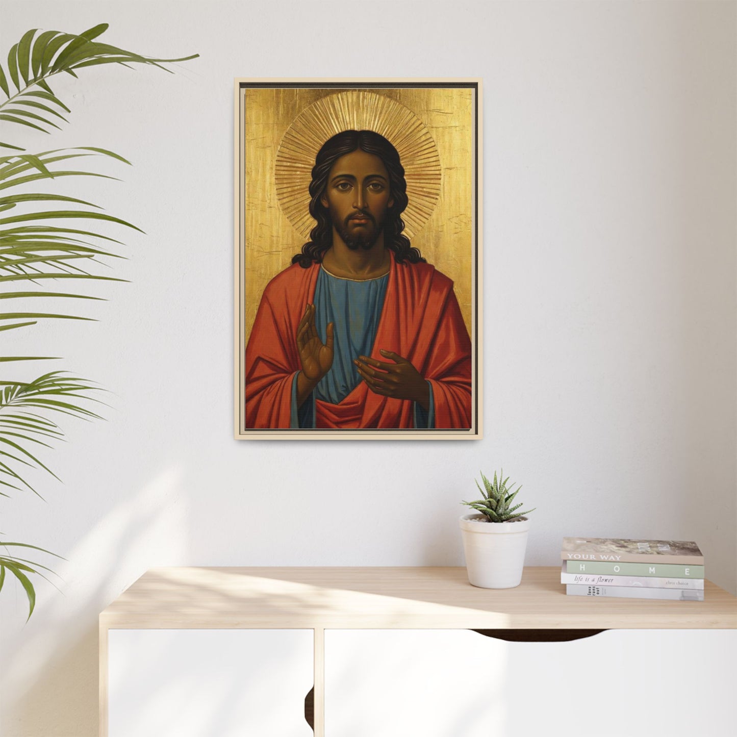 Framed Orthodox Christ Icon Matte Canvas — Religious Wall Art for Home, Church, or Prayer Corner