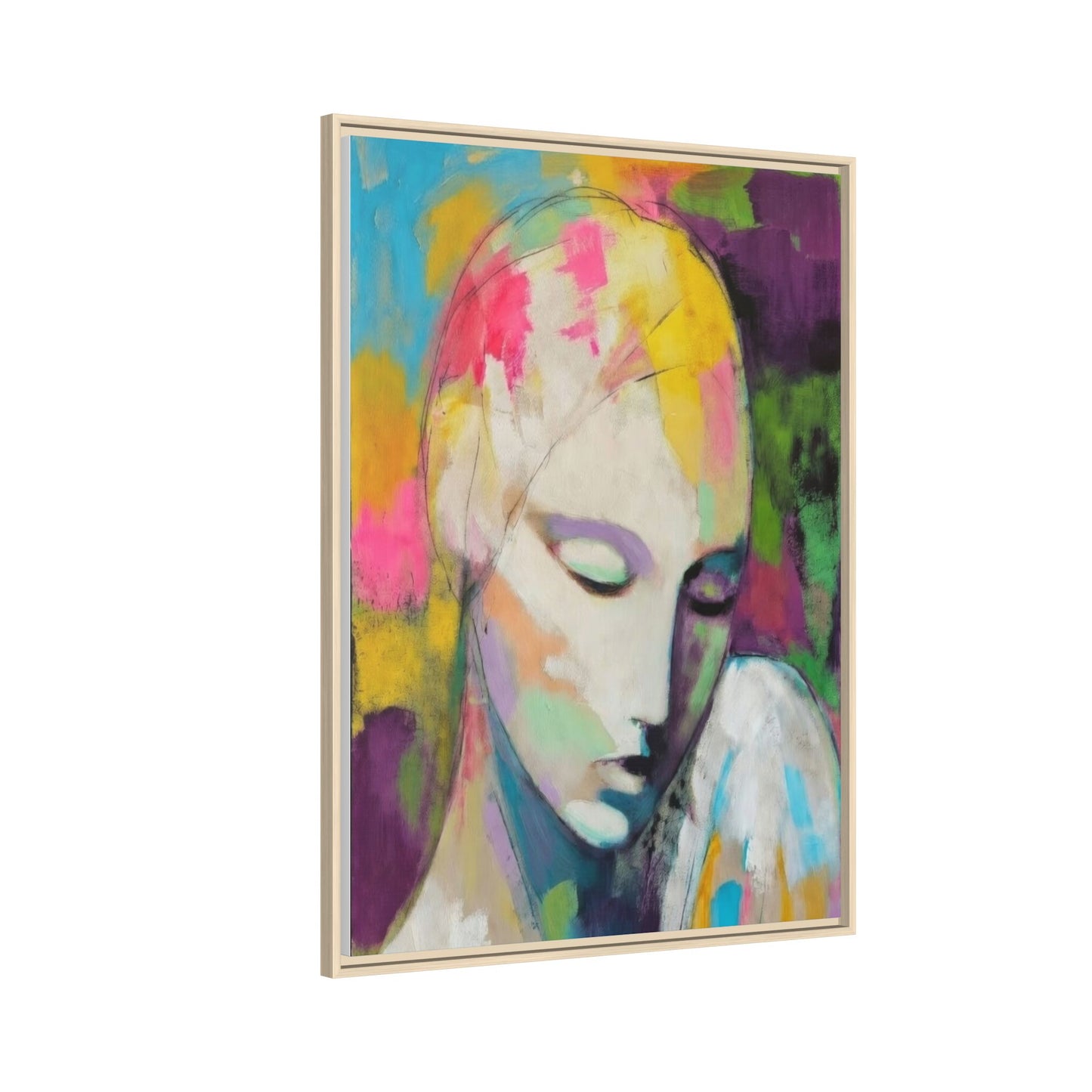 Framed Matte Canvas Art - Colorful Abstract Portrait