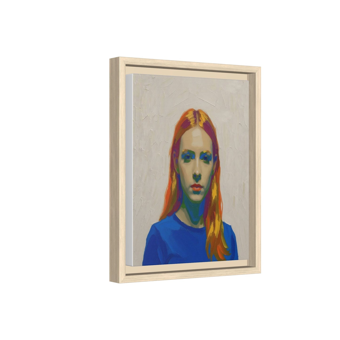 Framed Matte Canvas Portrait — Vibrant Multi‑Color Girl Art Print