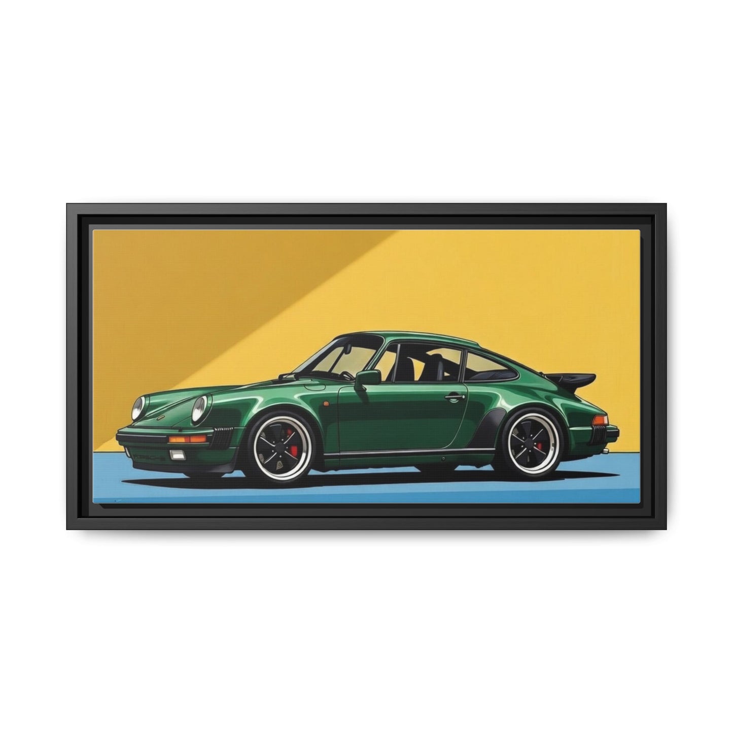 Framed Matte Canvas — Green Sports Car Wall Art