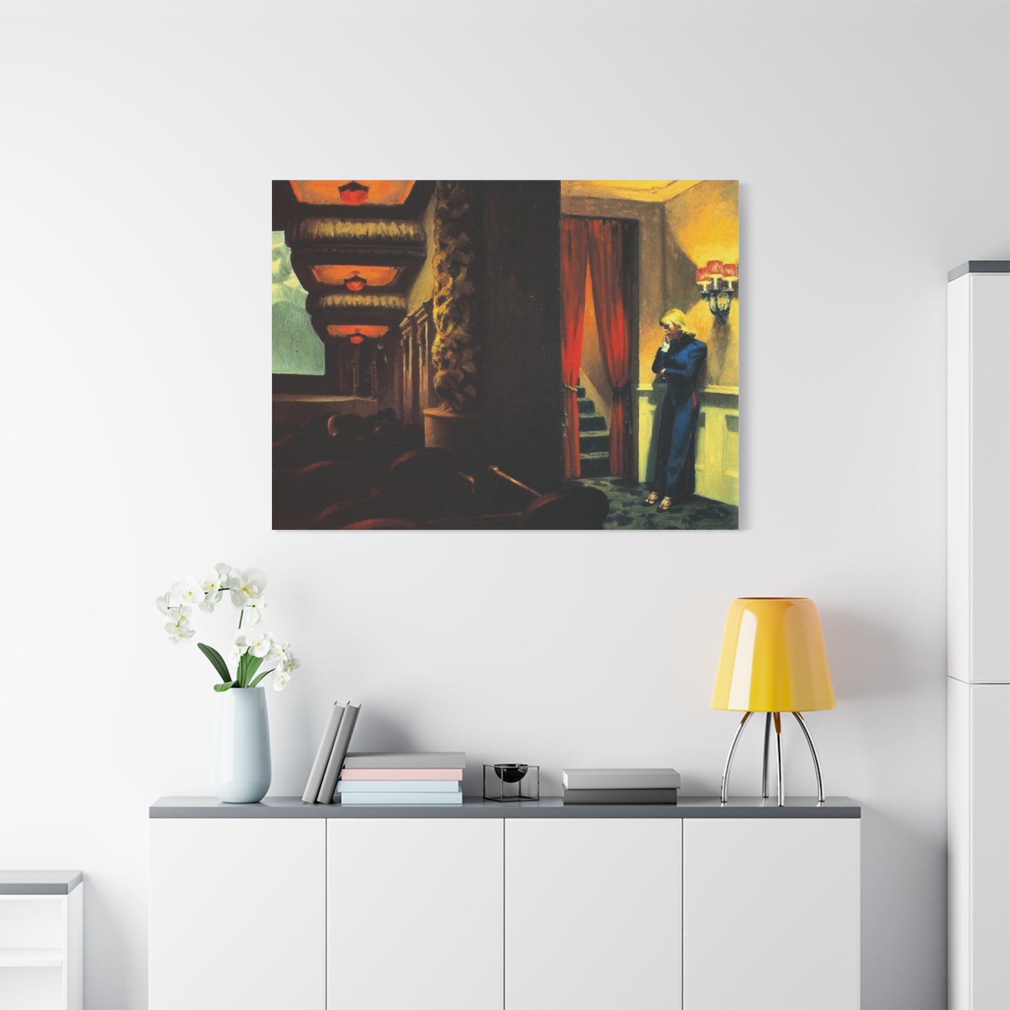 New York movie by Edward hopper Matte Canvas Wall Art Print