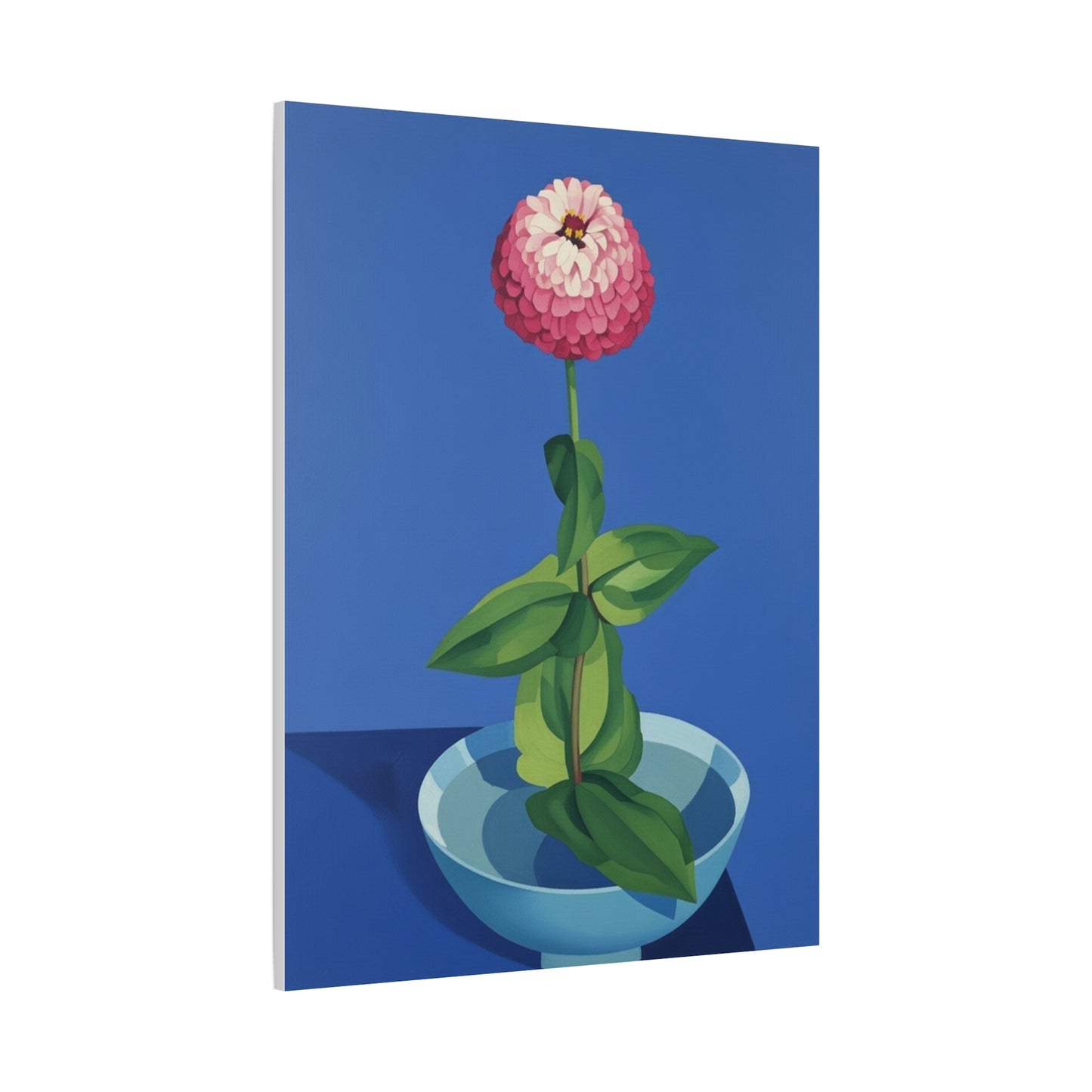 Pink Zinnia Still Life Matte Canvas Wall Art — Stretched 1.25"