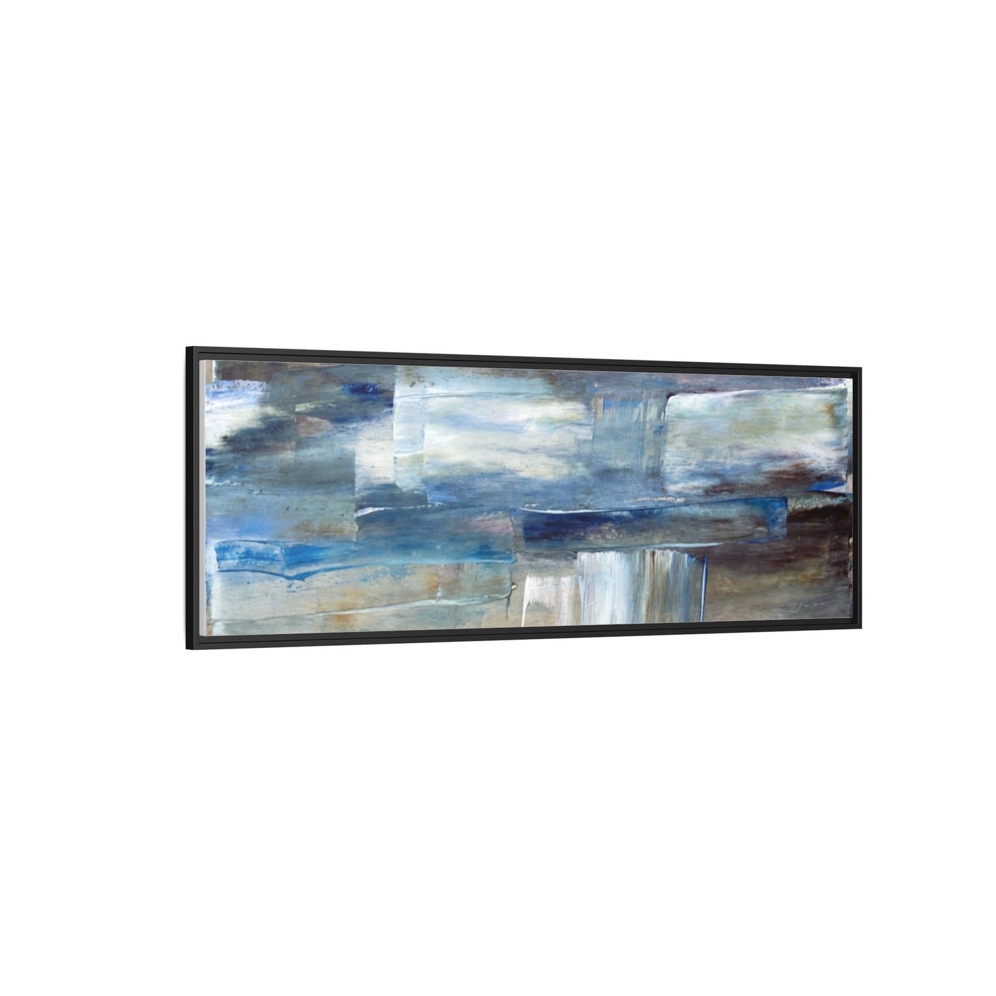 Abstract Blue Coastal Matte Canvas Framed Wall Art