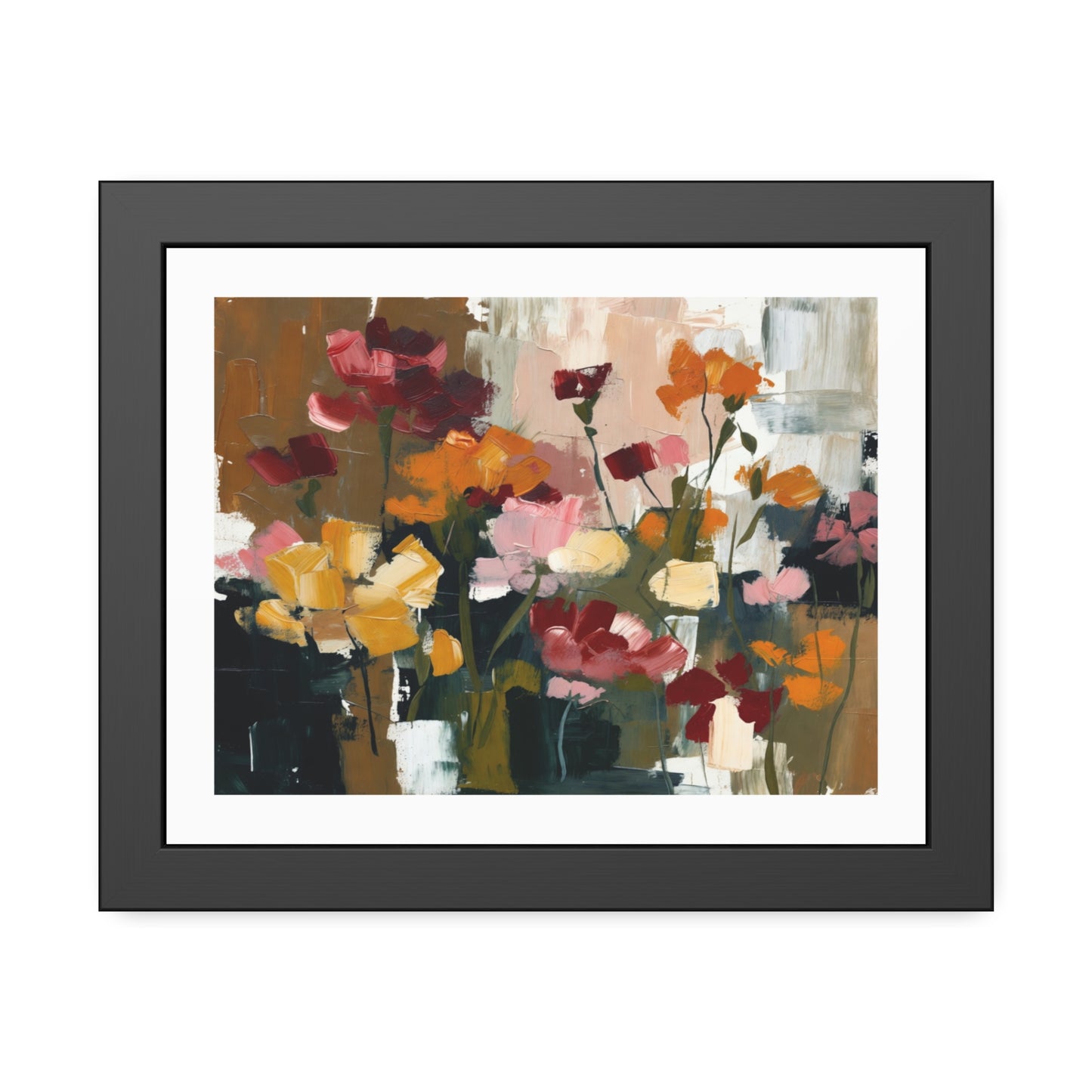 Framed Floral Art Print — Abstract Wildflower Poster for Living Room & Bedroom Décor
