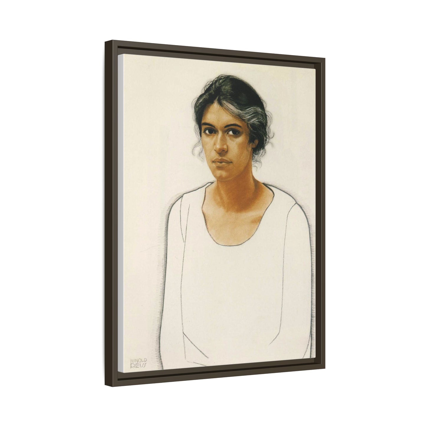 Portrait of a Woman by Winold Reiss Framed Matte Canvas Portrait Print