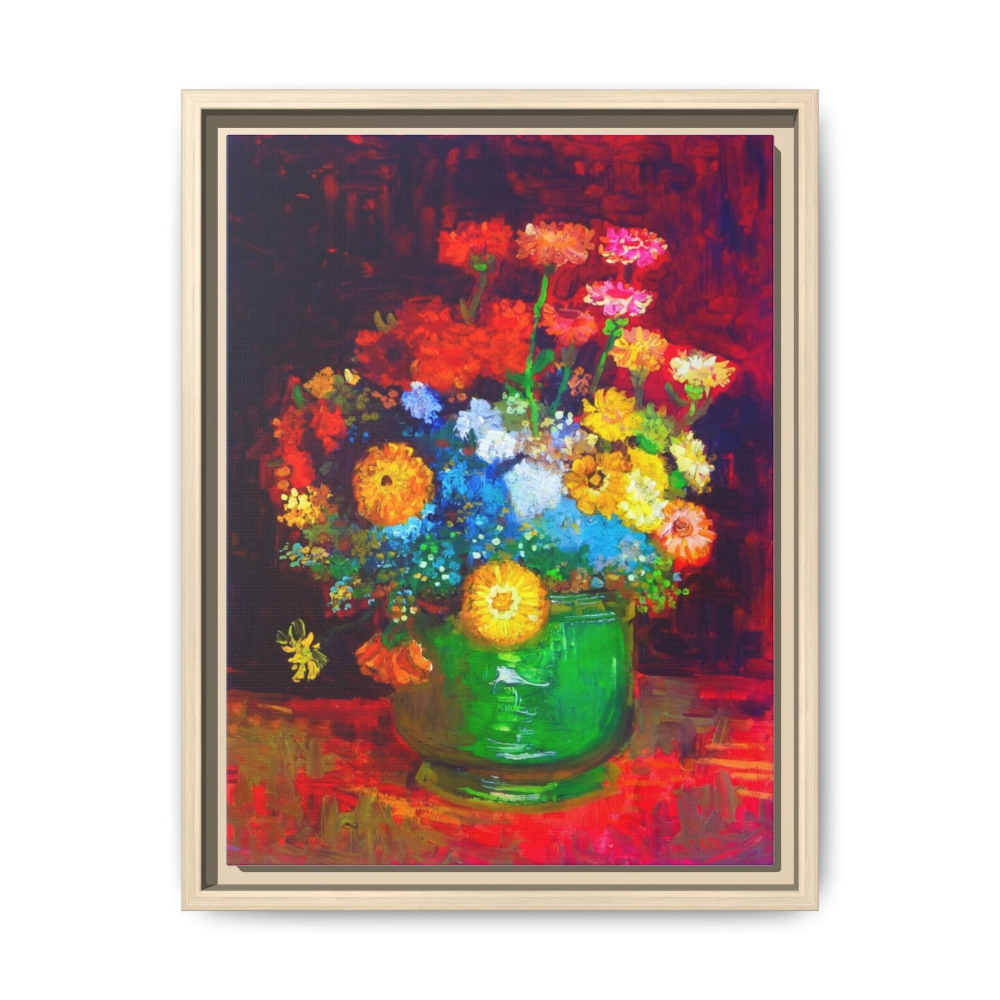 Framed Floral Canvas Print — Colorful Bouquet Wall Art