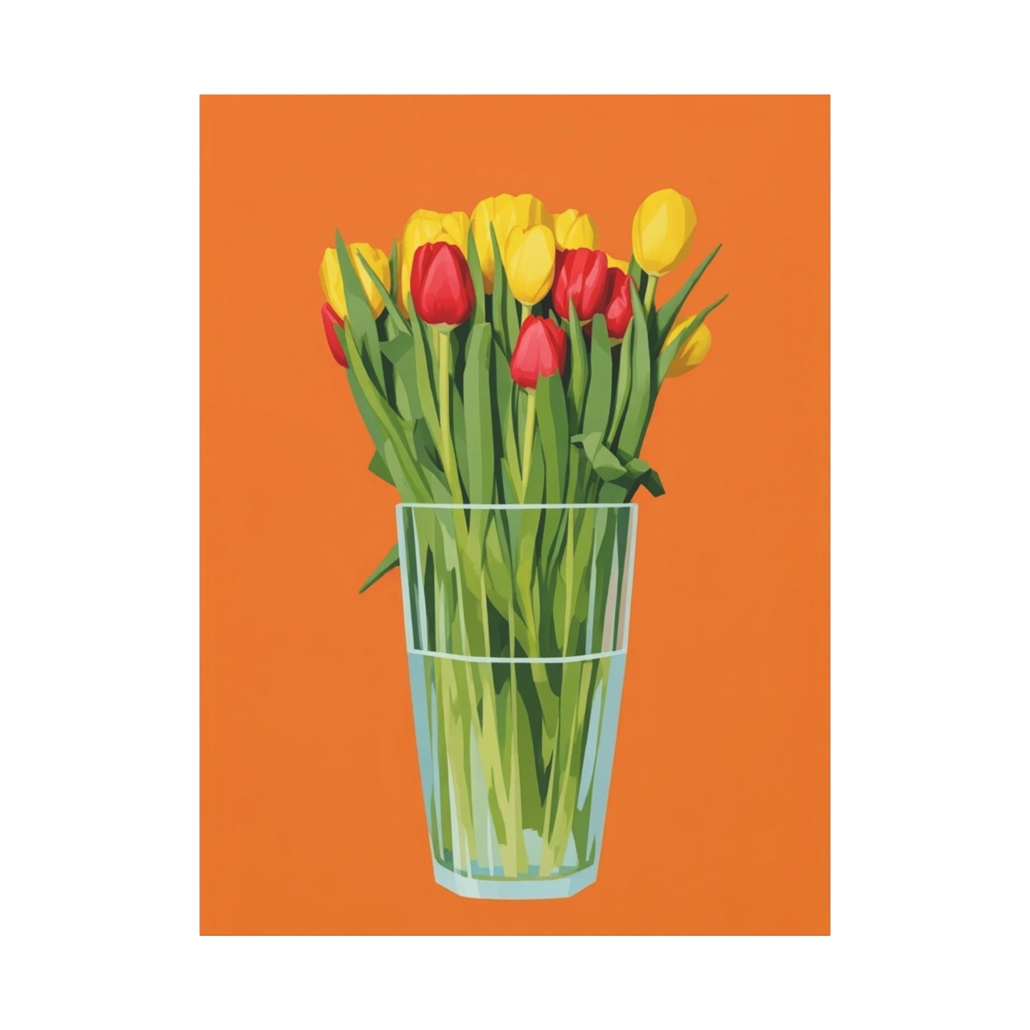 Tulip Bouquet Canvas Wall Art – Glass Vase on Orange