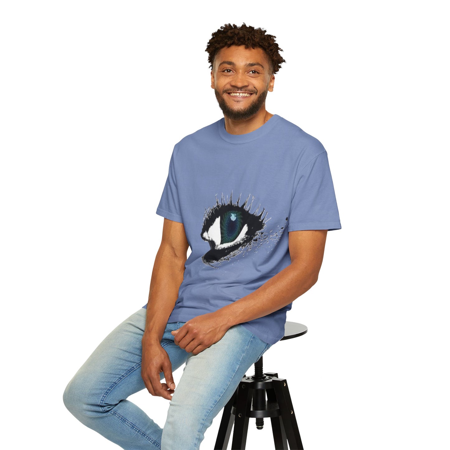 Eye Graphic T-Shirt — Blue Iris Grunge Art Tee