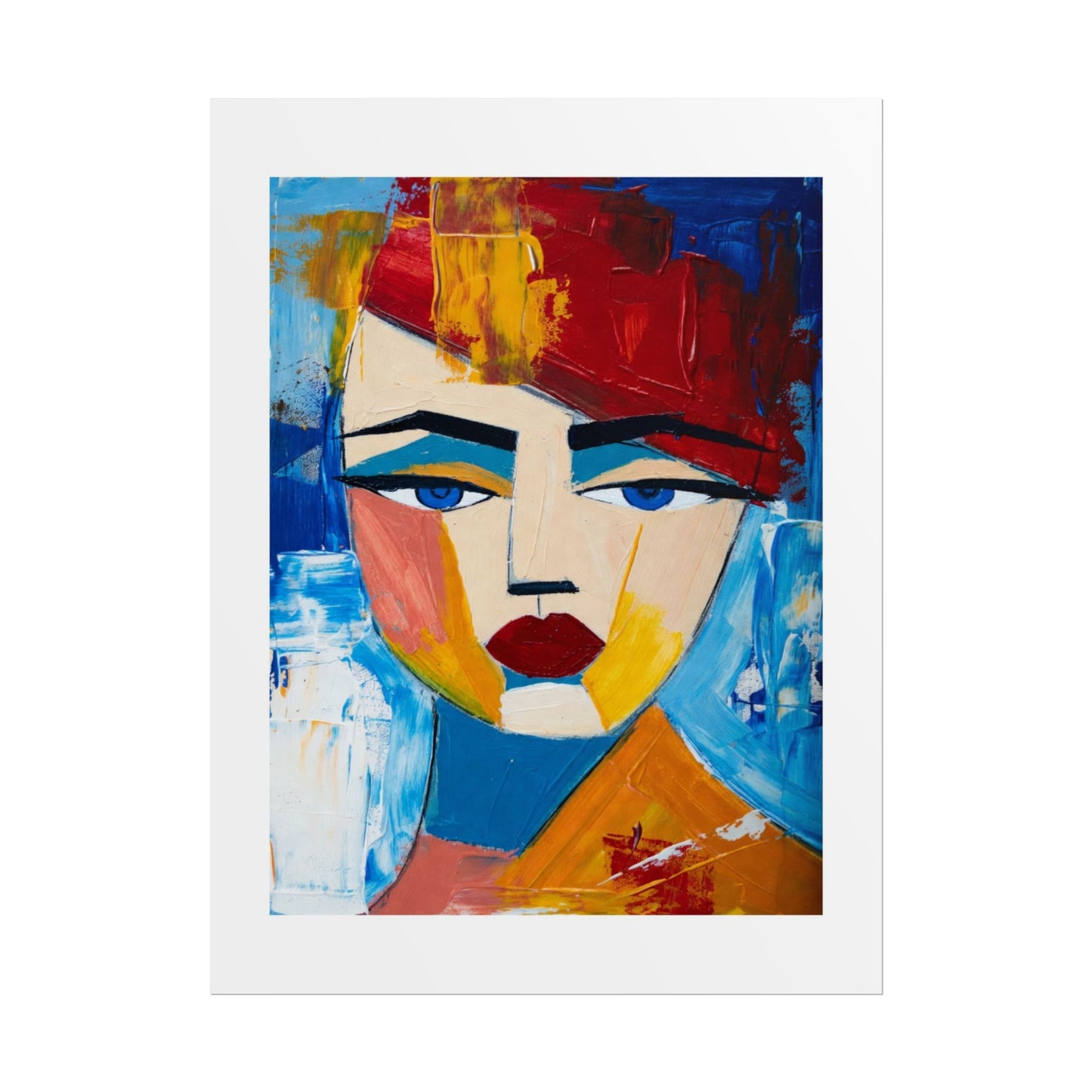 Abstract Colorful Face Poster - Modern Expressionist Rolled Art Print