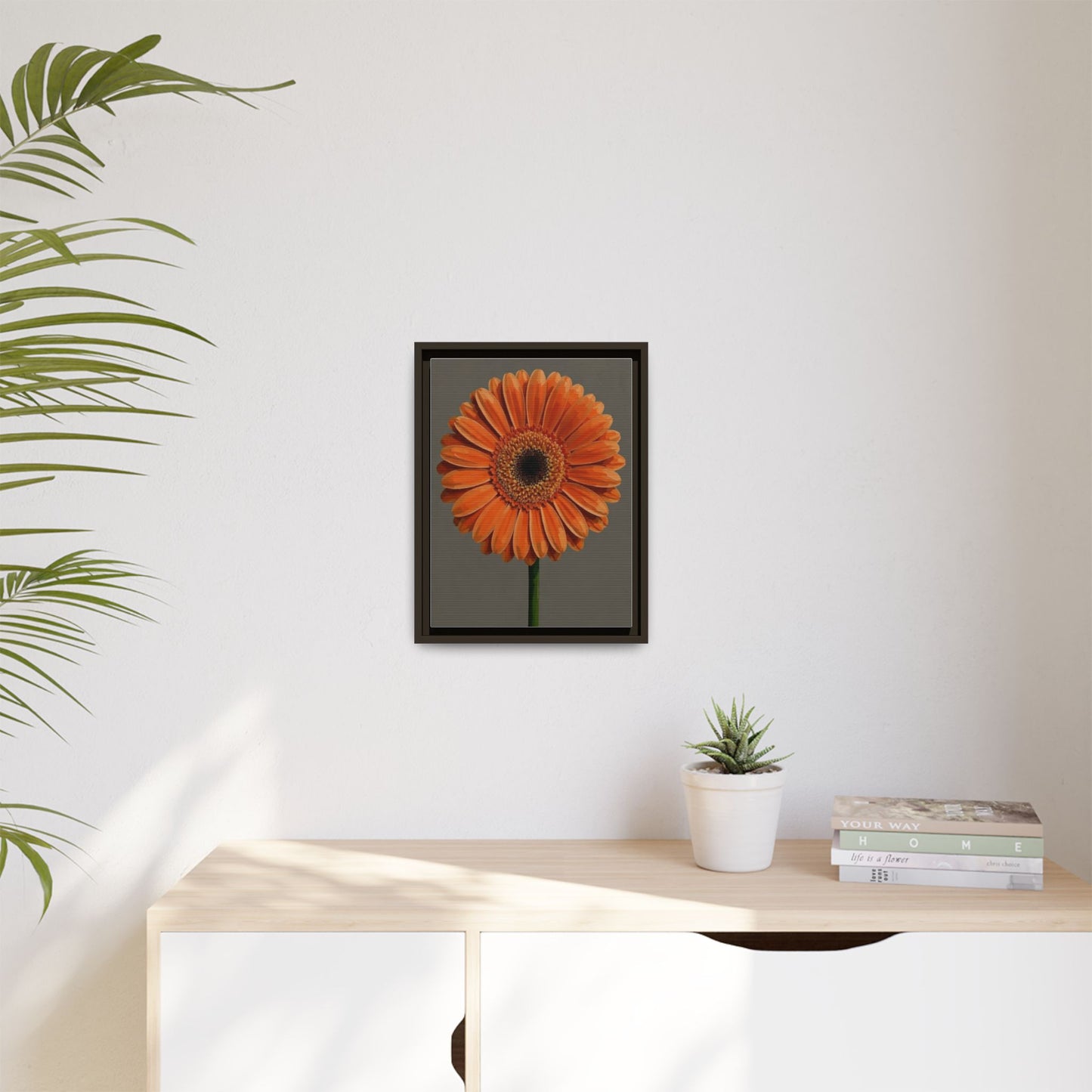 Orange Gerbera Daisy Matte Canvas Print (Framed)