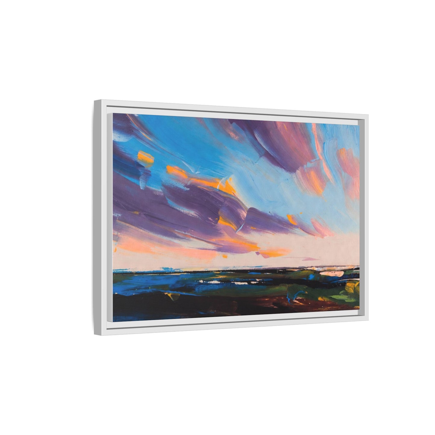 Framed Matte Canvas Abstract Seascape Sunset Art Print