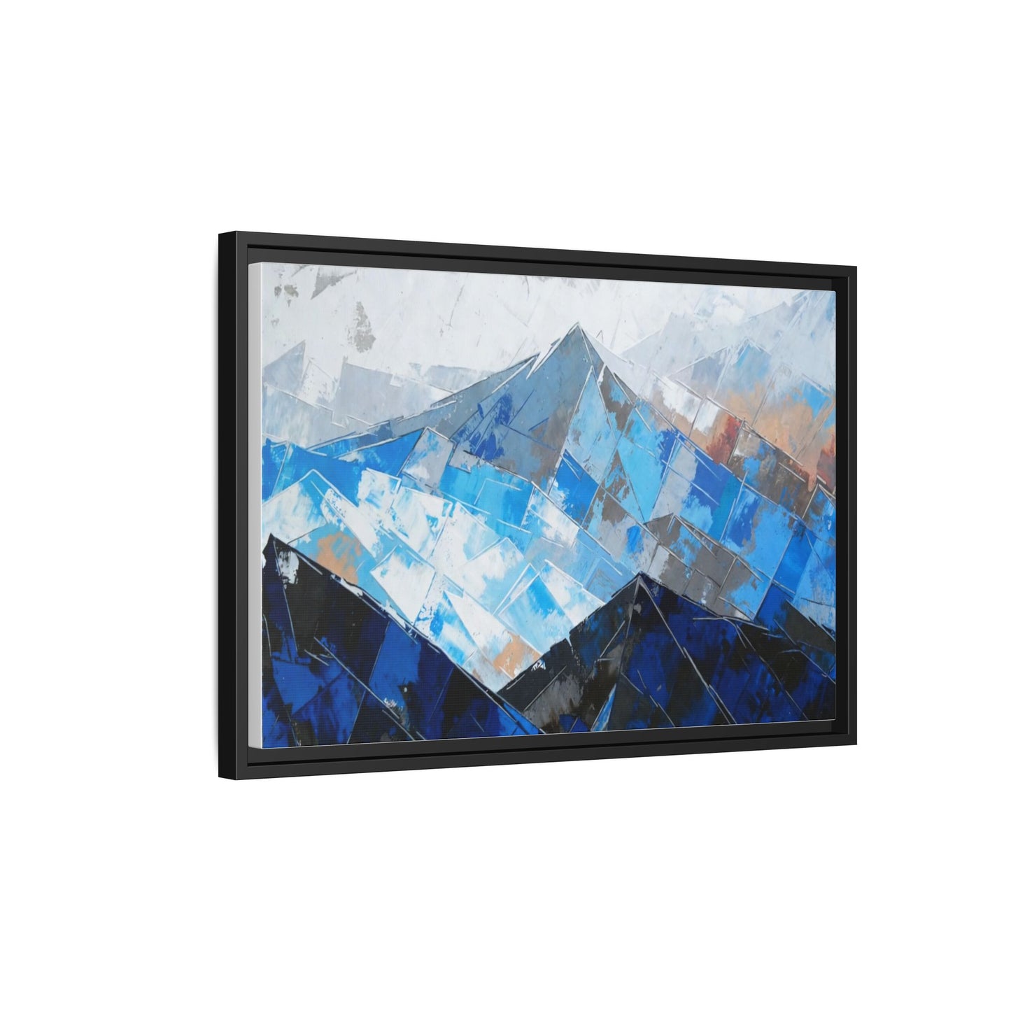 Framed Matte Canvas Blue Mountain Abstract Wall Art