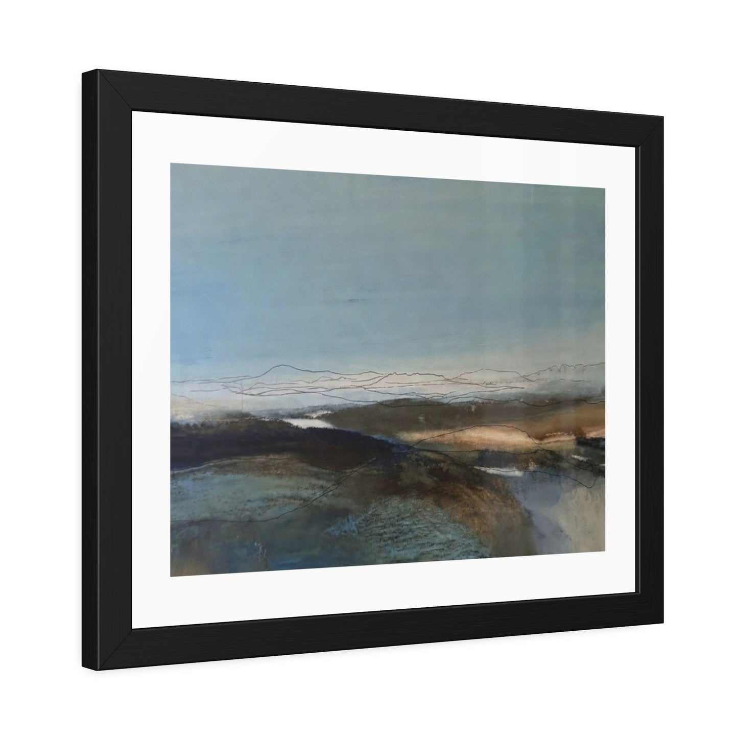 Framed Landscape Poster — Serene Blue Abstract Wall Art