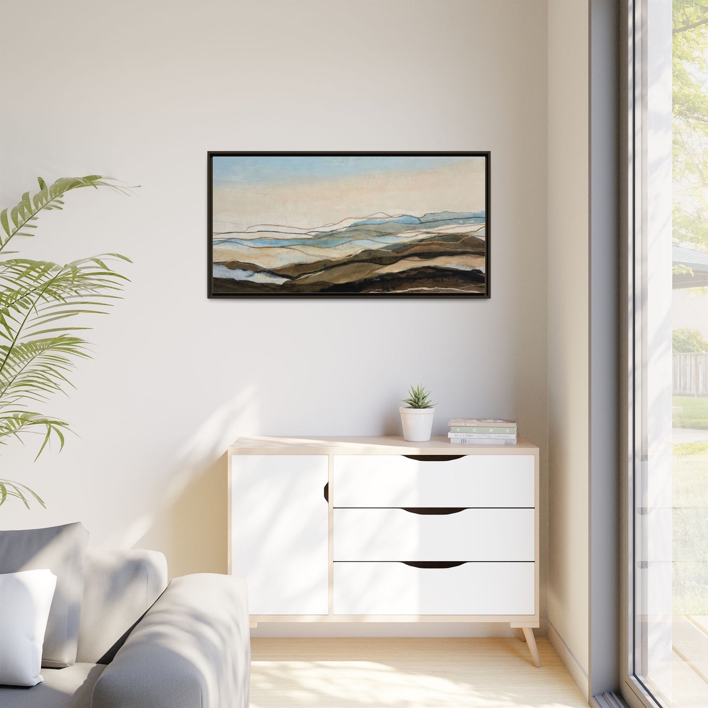 Framed Matte Canvas Print — Abstract Coastal Landscape Wall Art