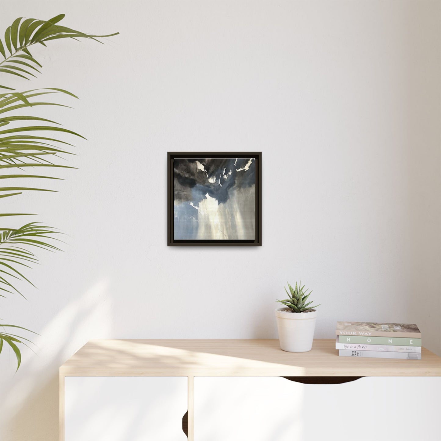 Framed Matte Canvas Art — Moody Abstract Sky Painting